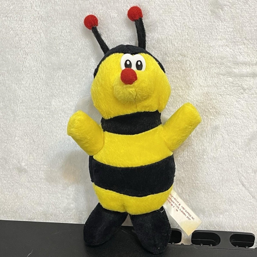Vintage The Buzz Line Bumble BEE Beanie Plush 7" Giftco 1997 Stuffed Animal Toy